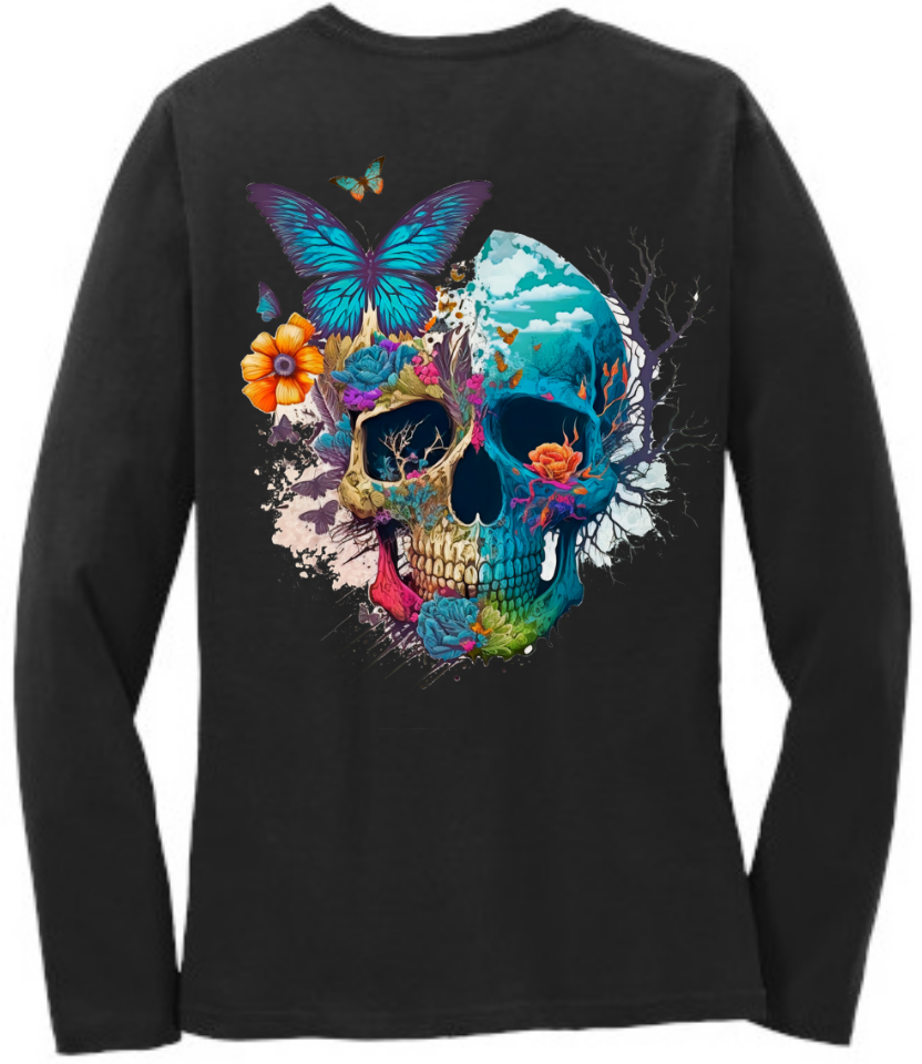 Picture of HALFEDASS Ladies - Skull - Ladies Long Sleeve