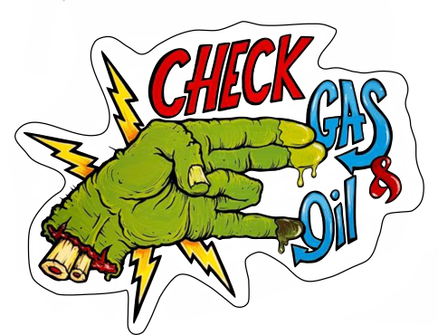 Picture of Lunchbox - Check Gas and Oil Sticker